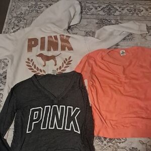 PINK Victoria's Secret Hoodie and Tops - Cream, Black, Orange